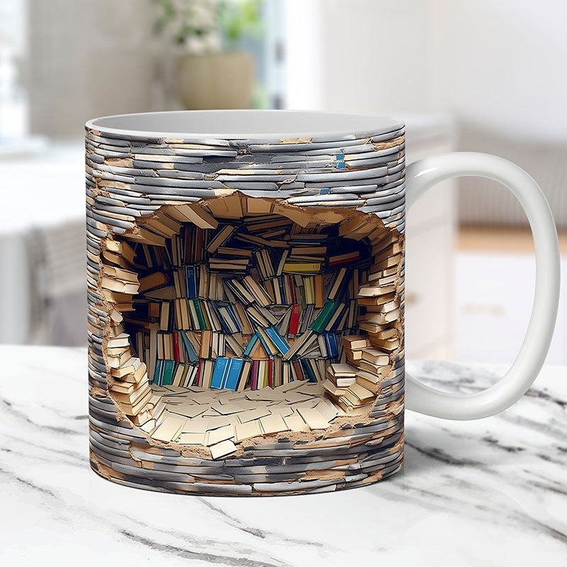 Handgemachte 3D Bücherwelten-Tasse