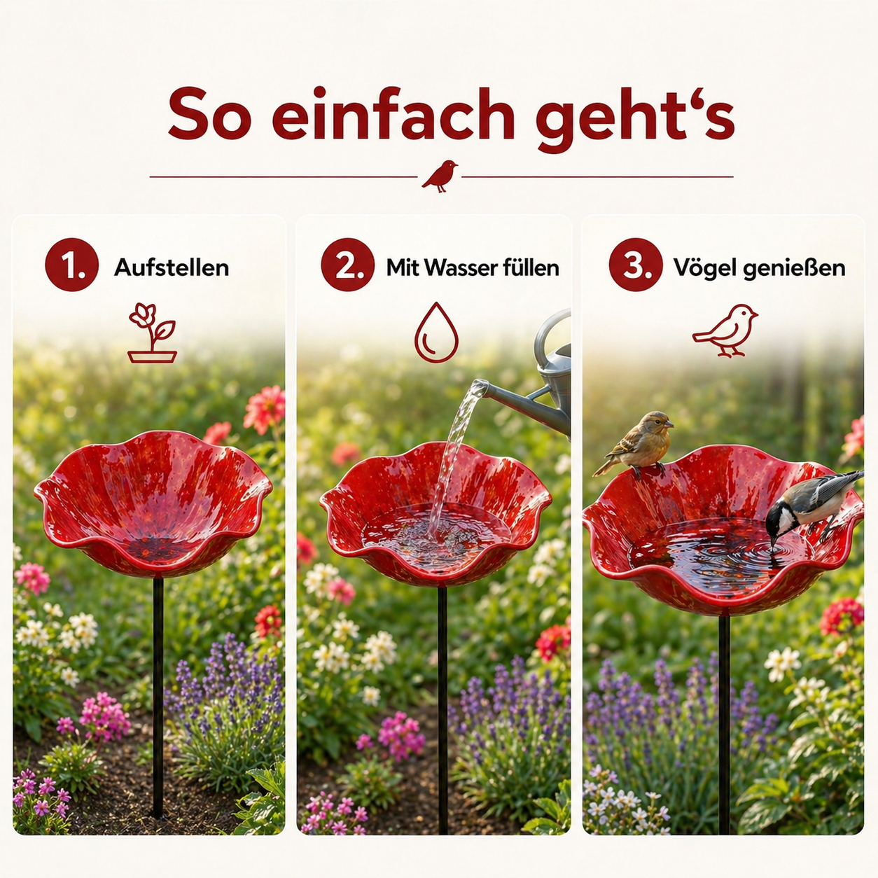 Vogelblüten - Handgefertigte Vogeltränke in Blütenform | 2er-Set