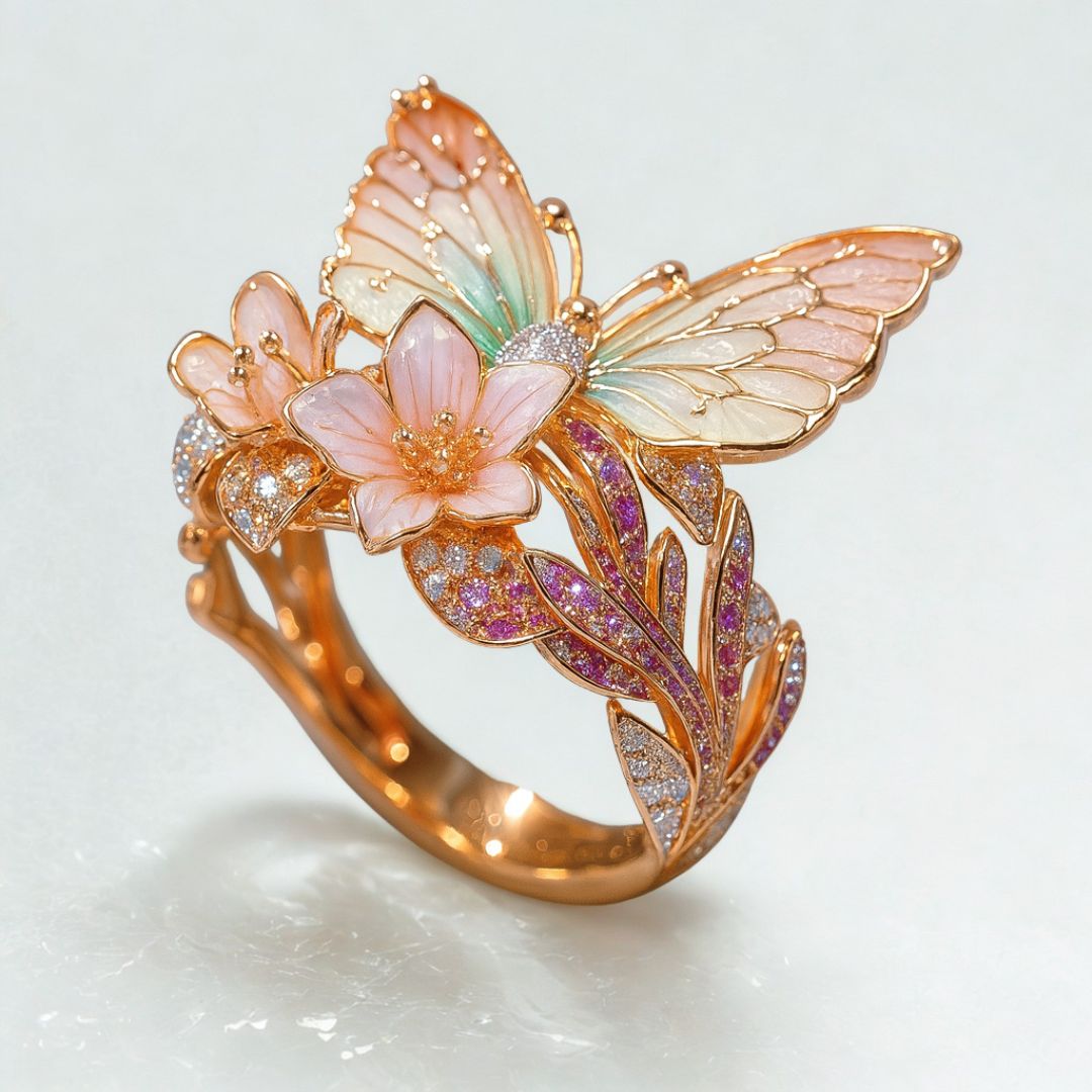 Vintage-Floral-Ring – Goldenes Blütenpoem