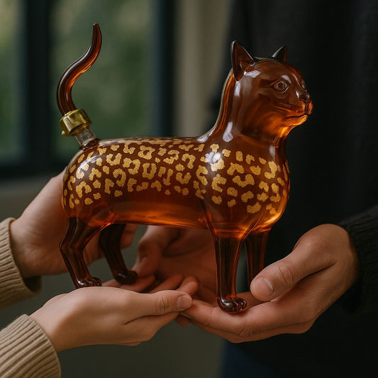Katzenflasche aus Glas