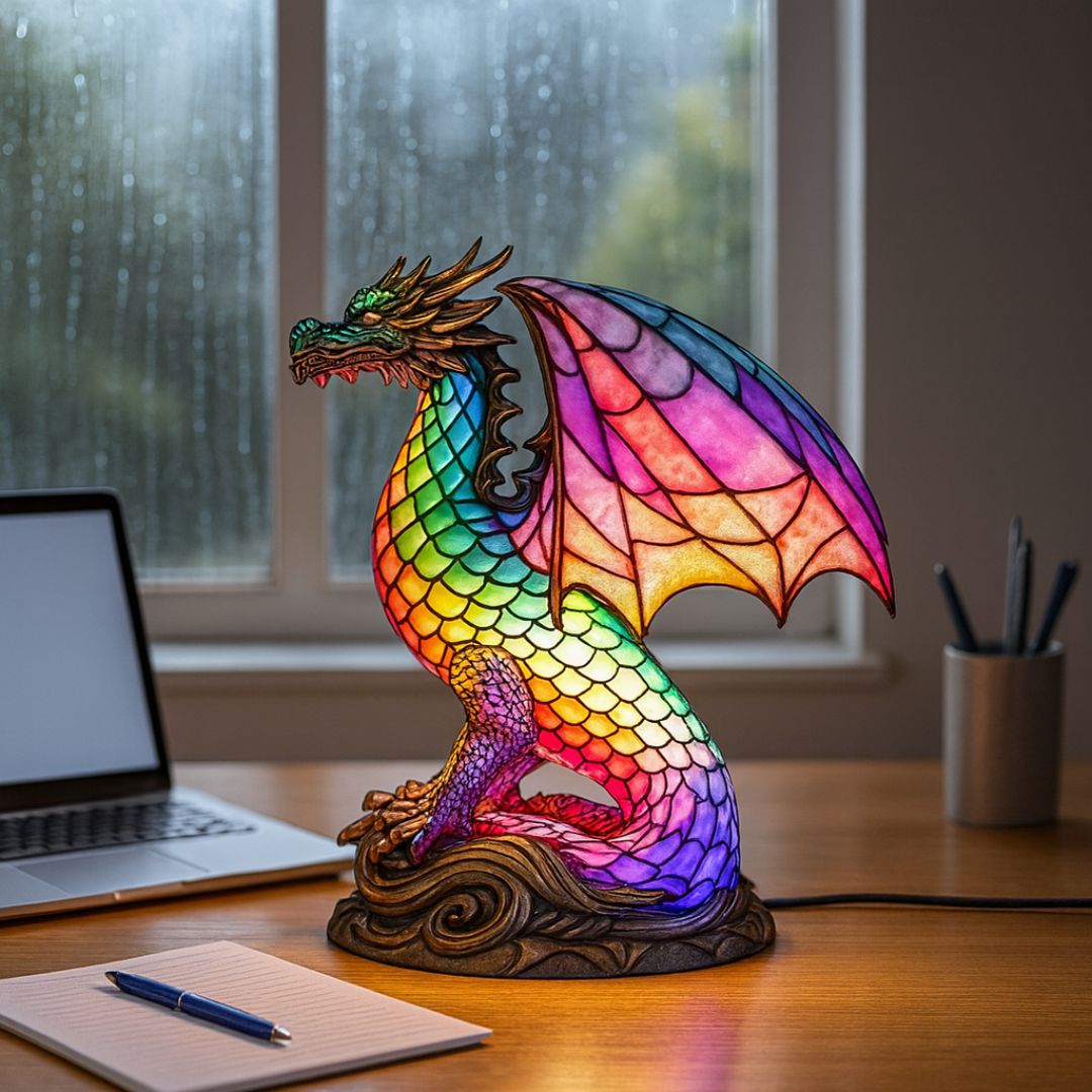LeuchtDrache - handgefertigte Lampe, die Herzen erstrahlen lässt