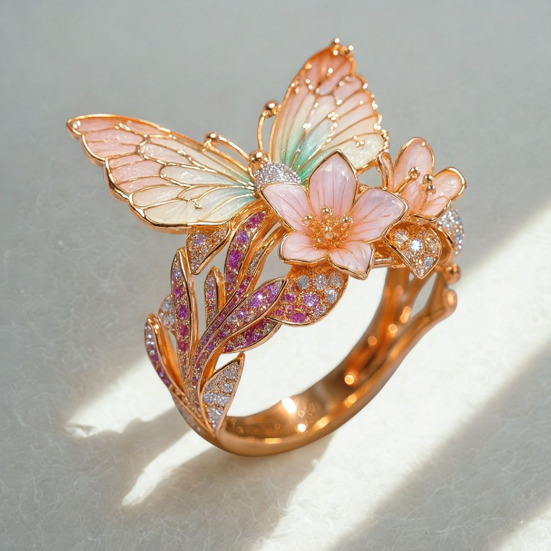 Vintage-Floral-Ring – Goldenes Blütenpoem