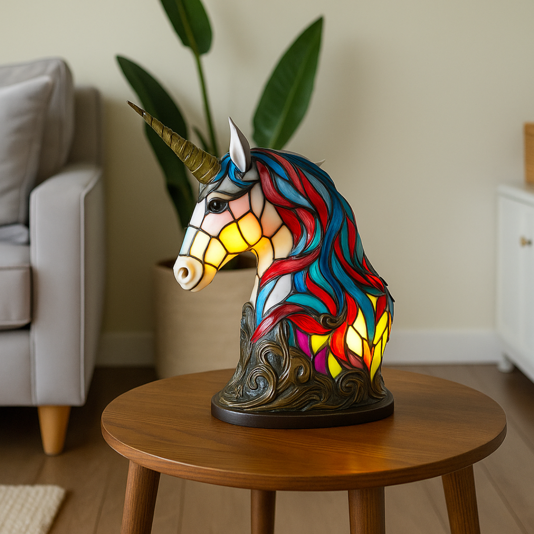 LeuchtEinhorn - handgefertigte Lampe, die Herzen erstrahlen lässt