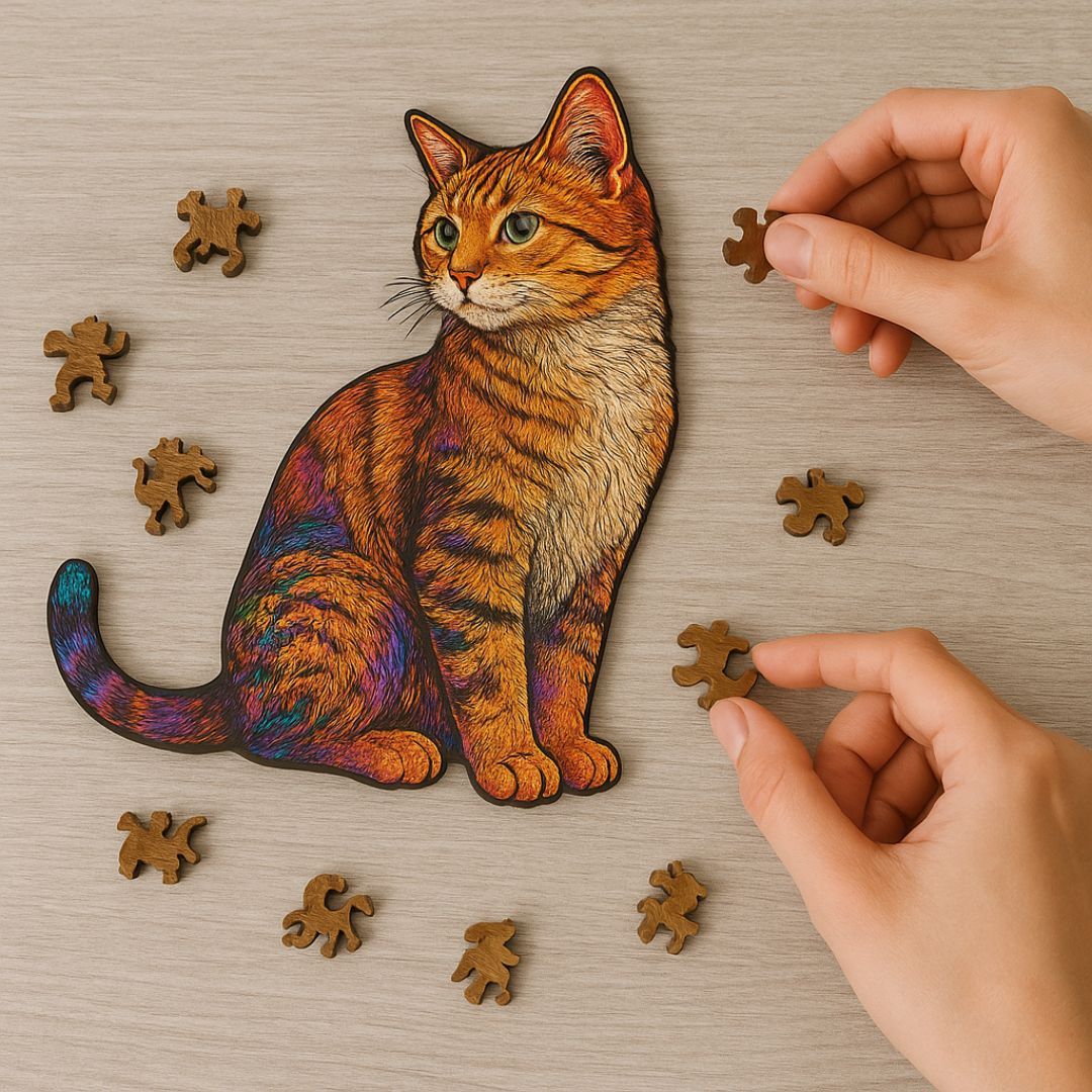Katzenform 3D Holz-Puzzle