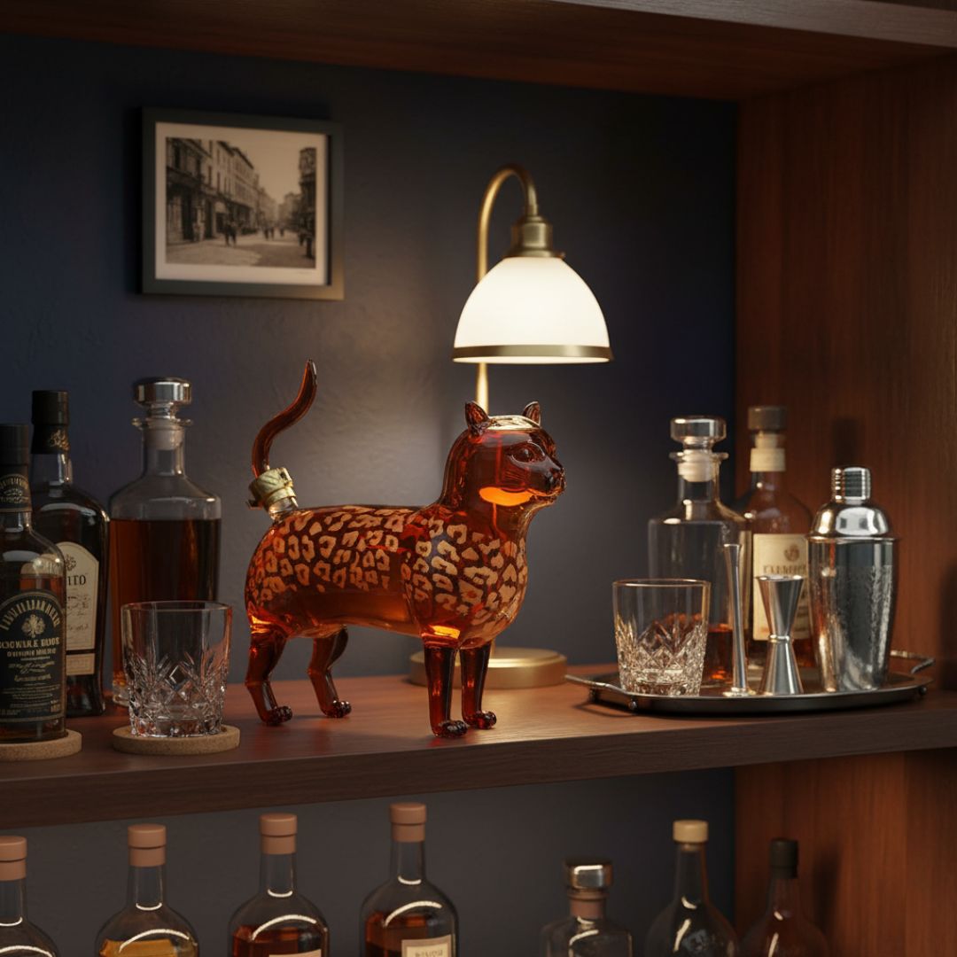 Katzenflasche aus Glas