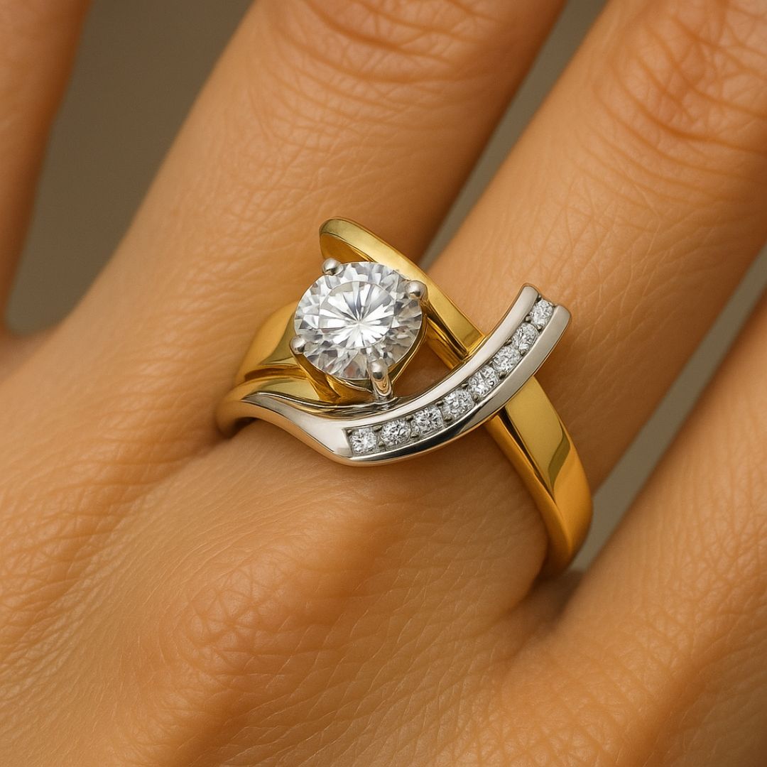 Vintage-Ring – Gold-Silber mit Zirkonia-Glanz
