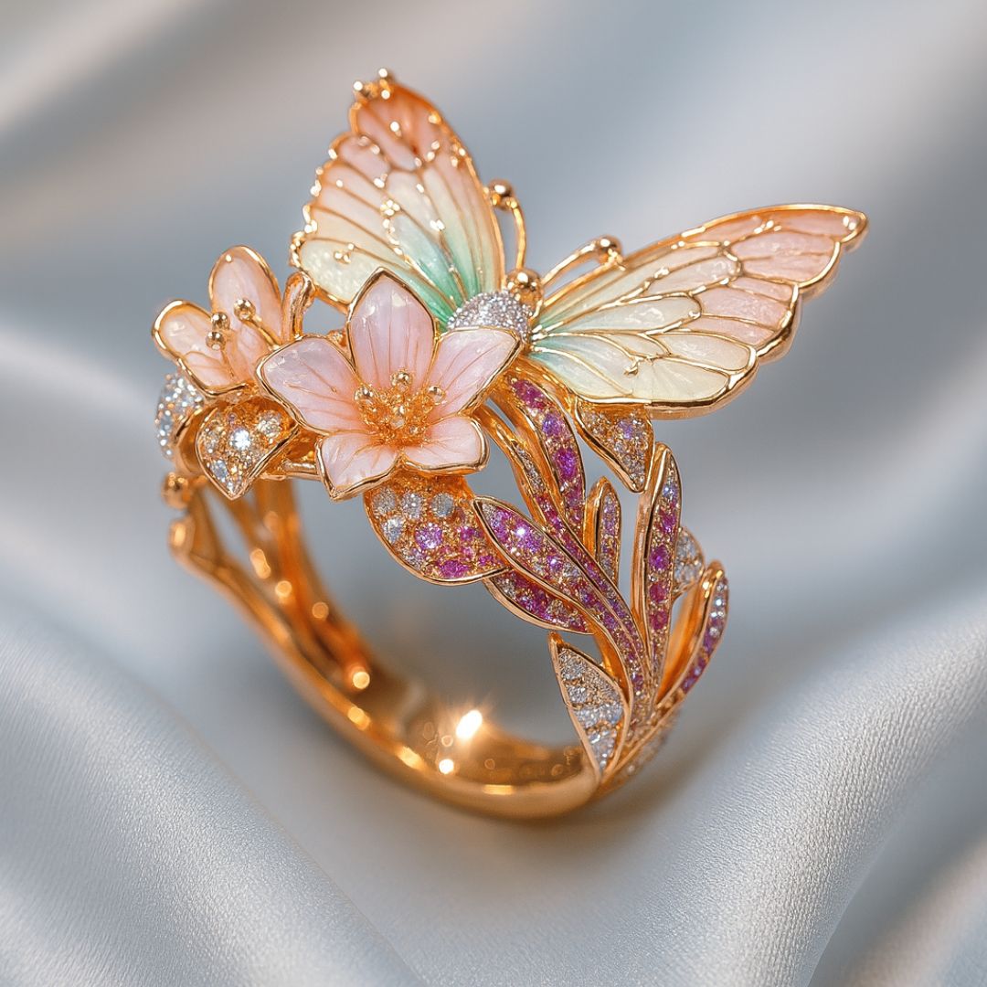 Vintage-Floral-Ring – Goldenes Blütenpoem
