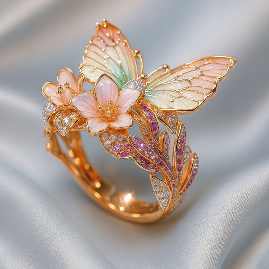 Vintage-Floral-Ring – Goldenes Blütenpoem
