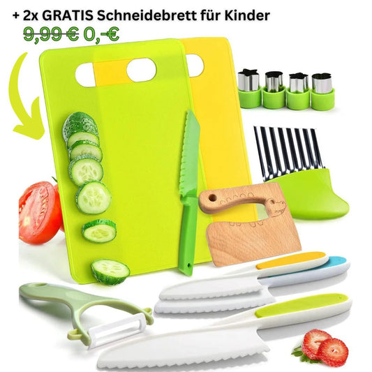 Kindersicheres Bio-Küchenset nach Montessori inkl. 2x GRATIS Kinder-Schneidebrett