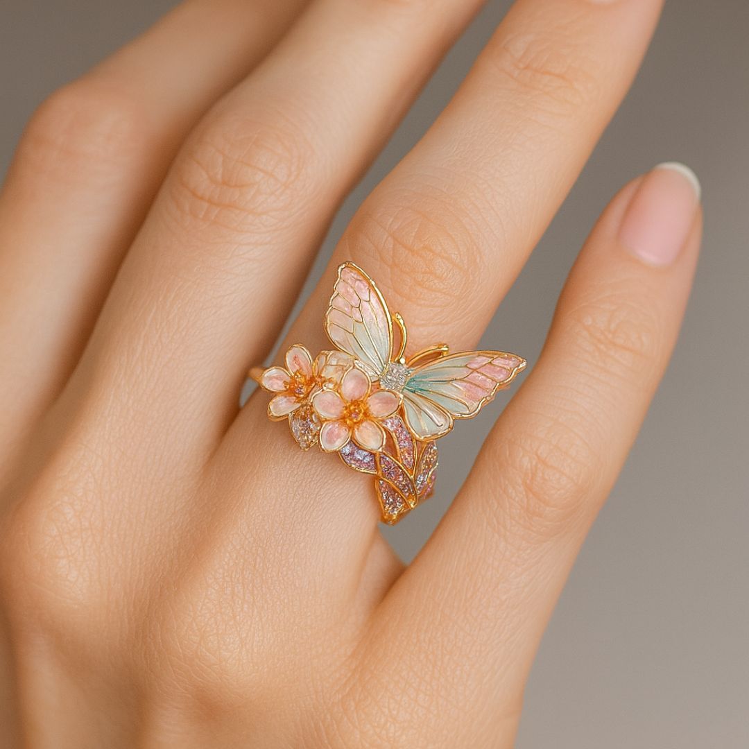 Vintage-Floral-Ring – Goldenes Blütenpoem
