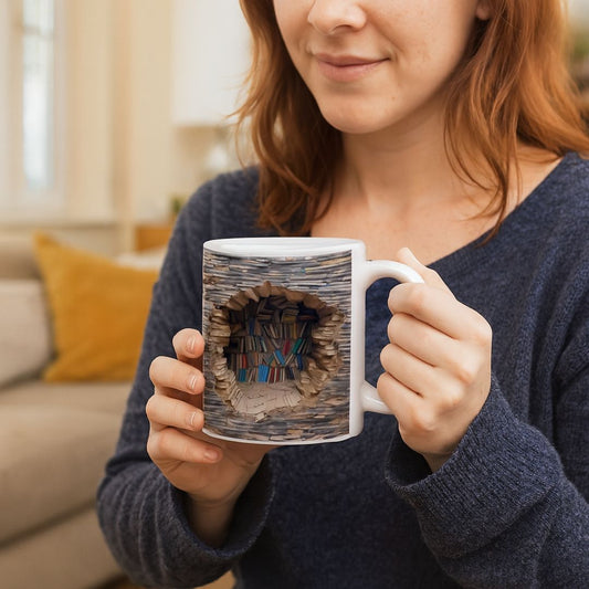 Handgemachte 3D Bücherwelten-Tasse