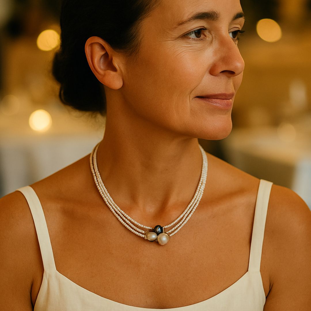 Vintage-Kette – Perlenzauber im Meeresglanz