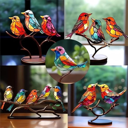 Handgefertigtes Kunstwerk - Farbenfrohe Vogelskulptur