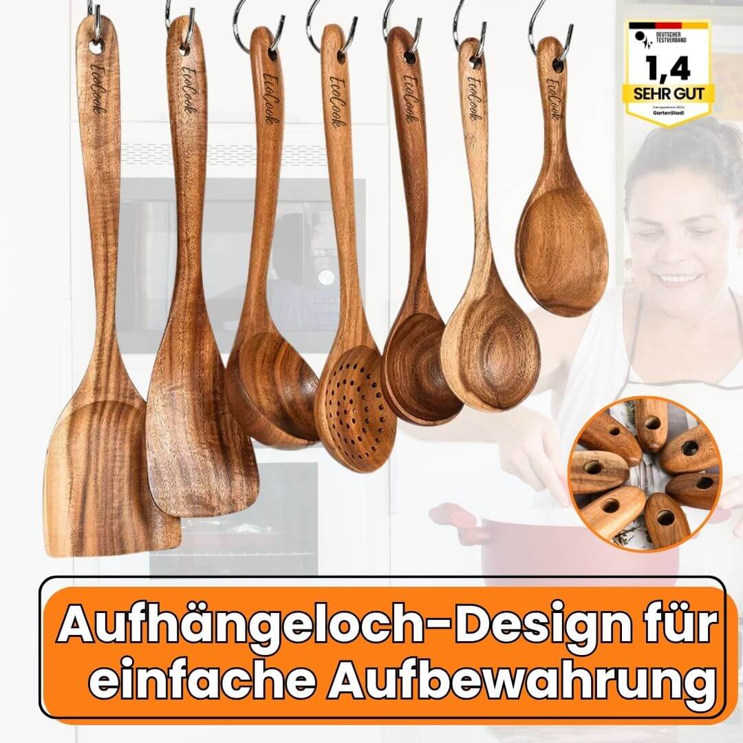 EcoCook | 7-teiliges Teakholz-Küchenutensilien-Set