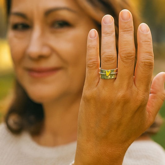 Vintage-Ring – Herzgold trifft Silberglanz