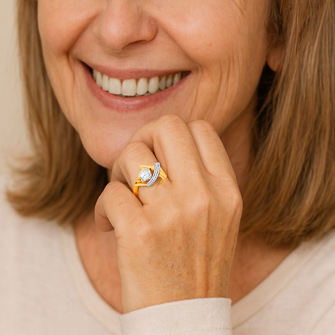 Vintage-Ring – Gold-Silber mit Zirkonia-Glanz
