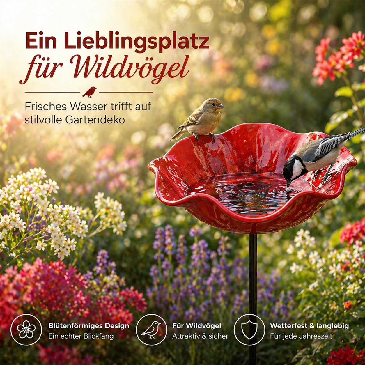 Vogelblüten - Vogeltränke in Blütenform | 2er-Set