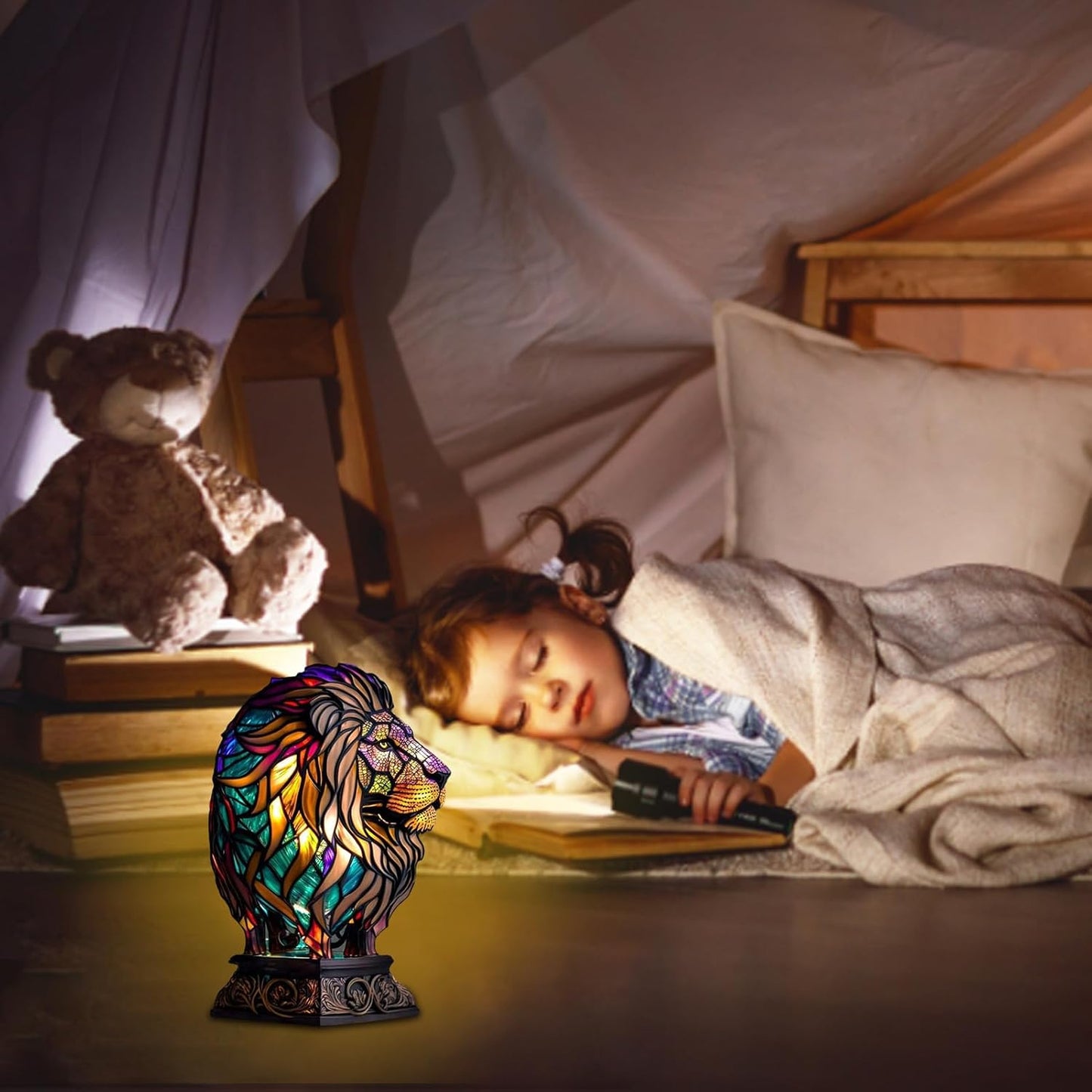 LeuchtLöwe - handgefertigte Lampe, die Herzen erstrahlen lässt