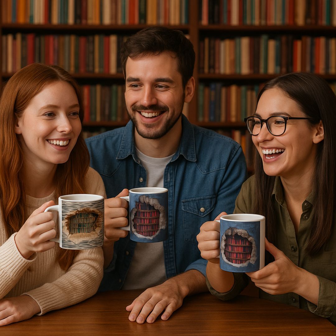 Handgemachte 3D Bücherwelten-Tasse