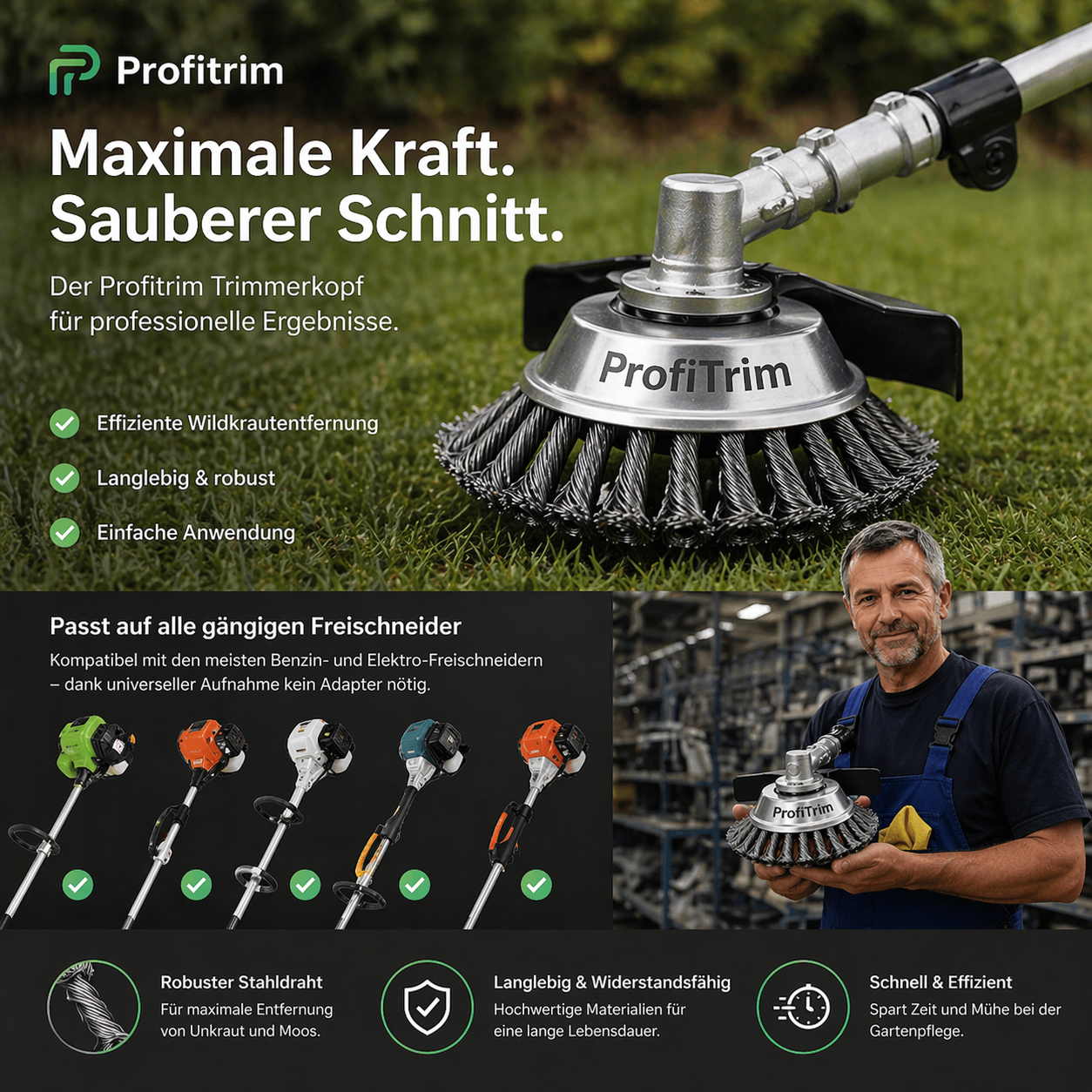ProfiTrim - Der einzige Rasentrimmer für perfekte Ergebnisse