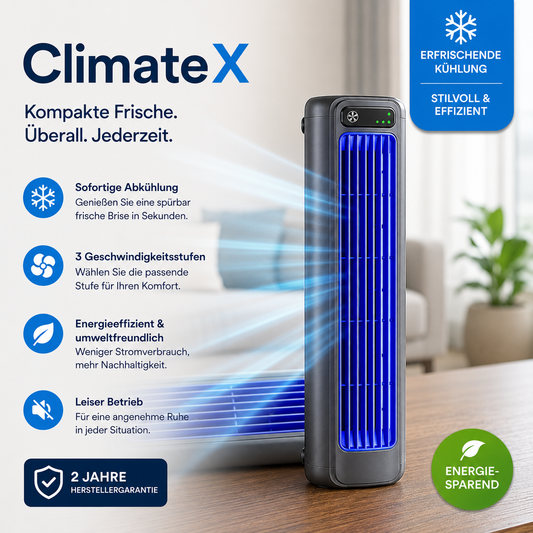 ClimateX - Mobile Klimakühler – Keine Installation nötig | Kühlt sofort mit einem Druck