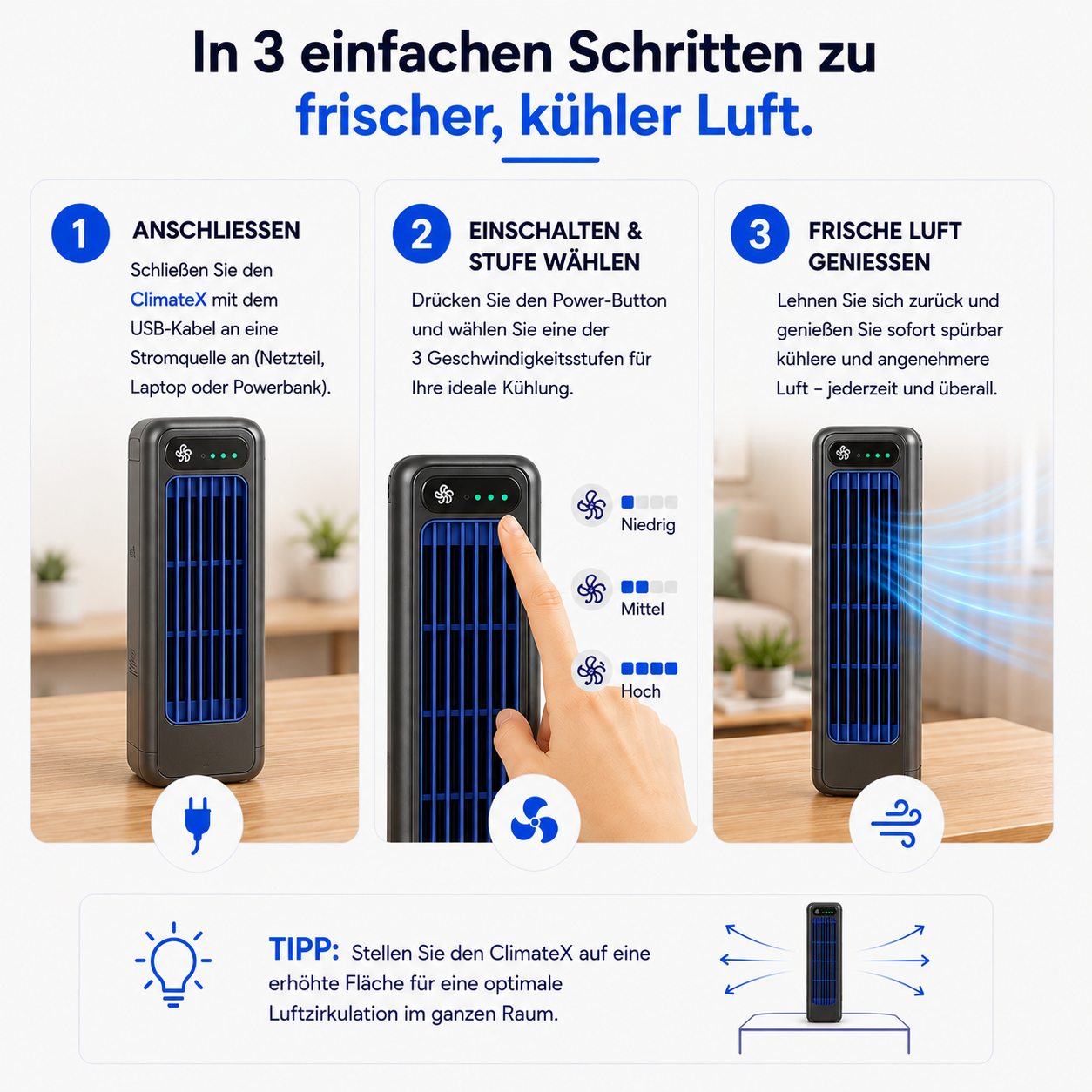 ClimateX - Mobile Klimakühler – Keine Installation nötig | Kühlt sofort mit einem Druck