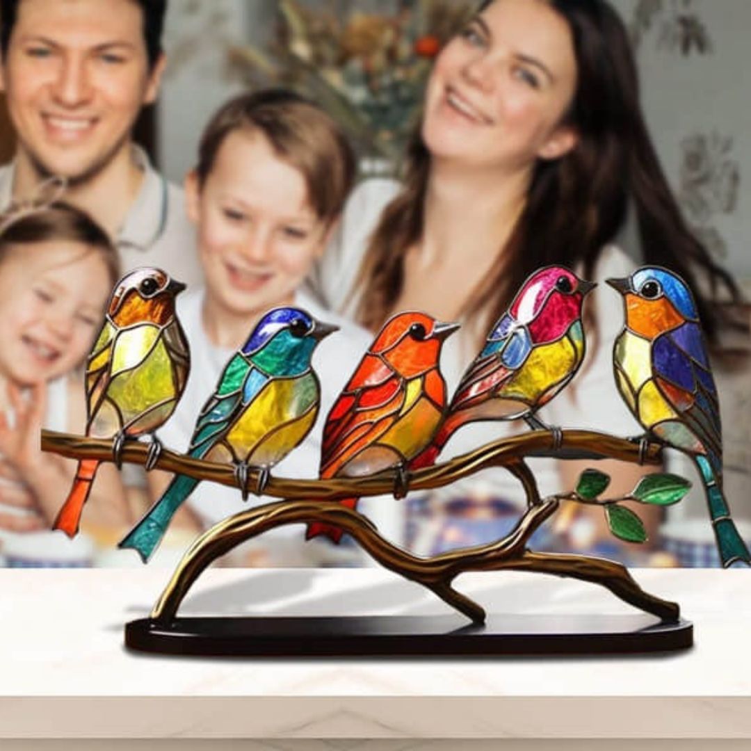 Handgefertigtes Kunstwerk - Farbenfrohe Vogelskulptur