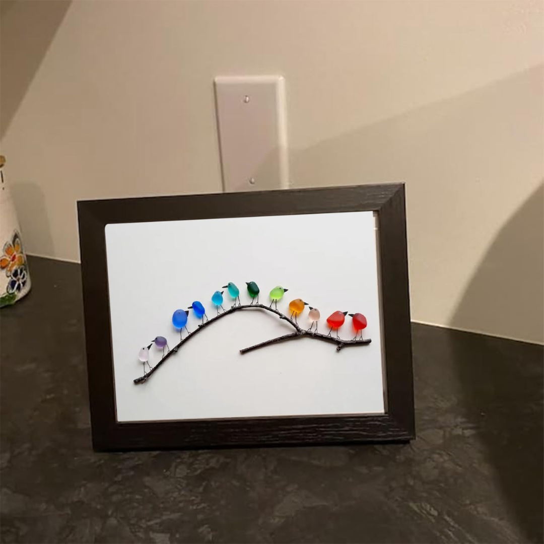 MeerglasLiebe™ - Handgemachtes Wandbild aus echtem Meerglas