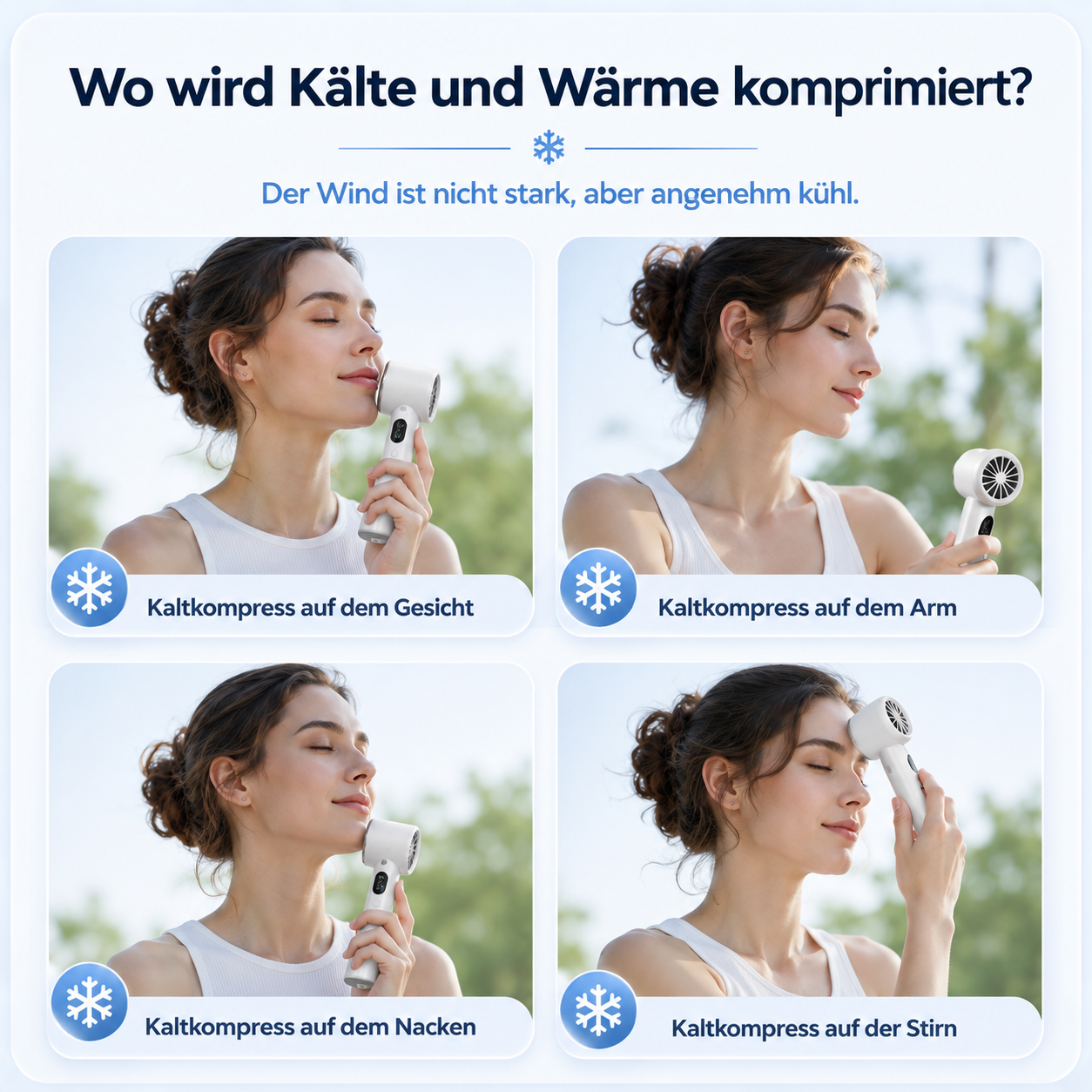 EisLuft Pro - Persönlicher Ventilator mit aktiver Sofortkühlung — 199 Stufen, ein Knopfdruck, sofort spürbar kühler.