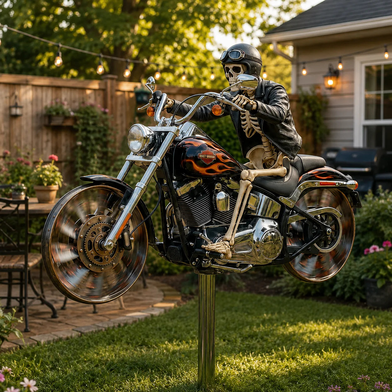 Flammenreiter – Chopper-Windrad - Handgemacht  85 cm