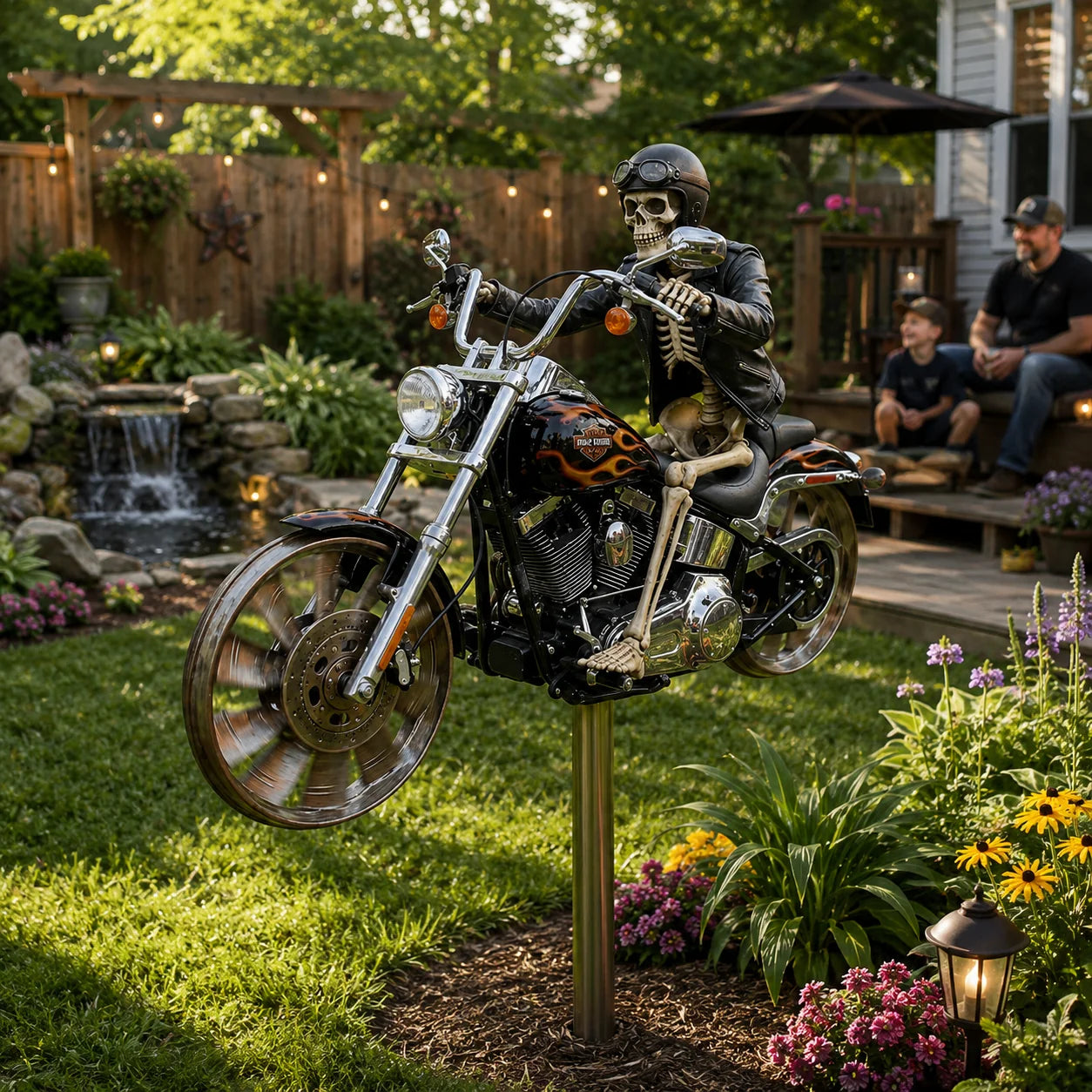 Flammenreiter – Chopper-Windrad - Handgemacht  85 cm