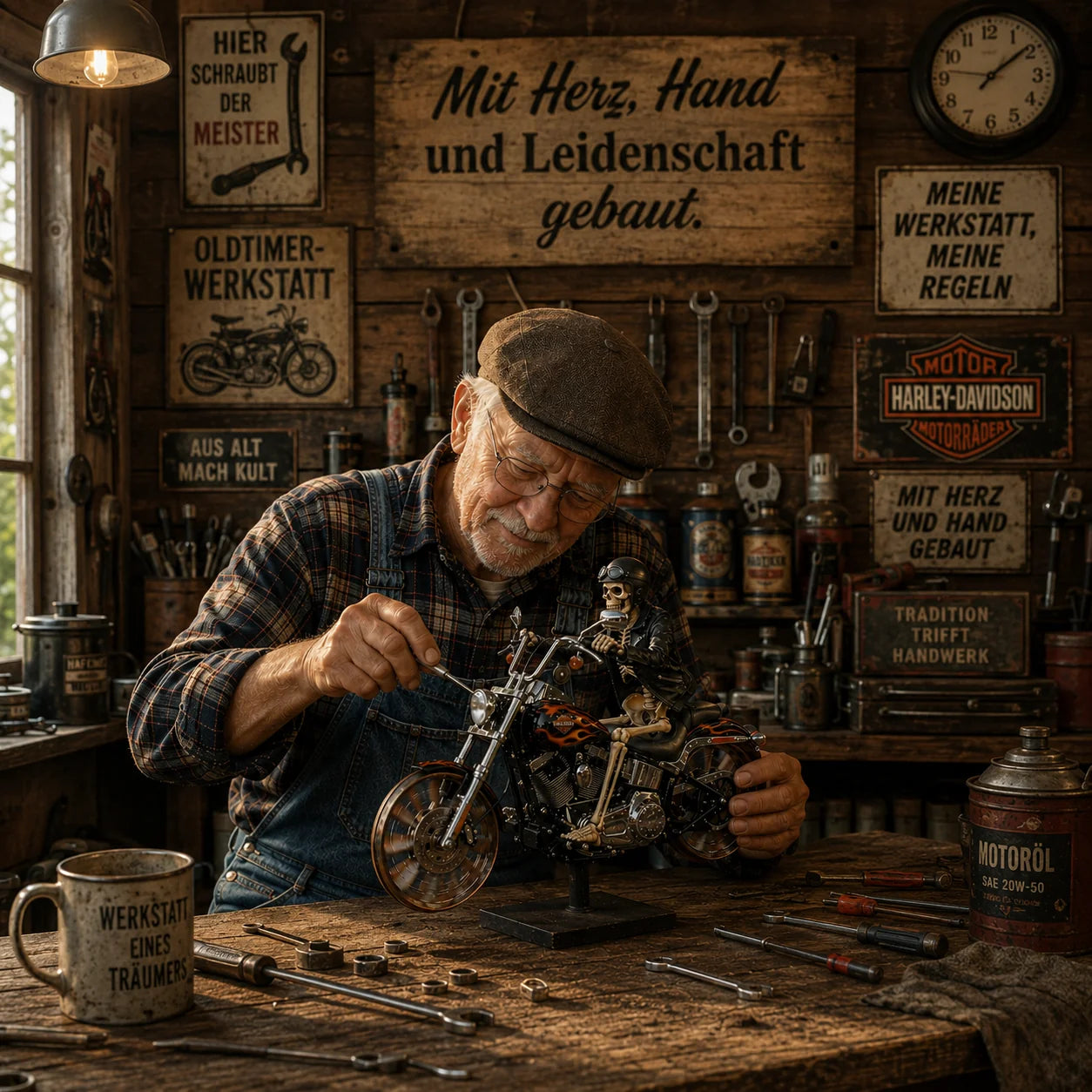 Flammenreiter – Chopper-Windrad - Handgemacht  85 cm