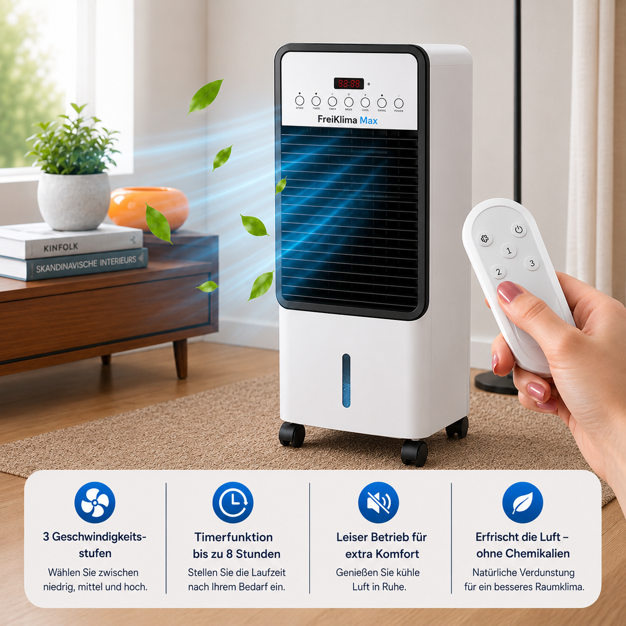 FreiKlima Max - Mobile Allround-Klimaanlage – Kühlt im Sommer, Heizt im Winter | Ohne Installation