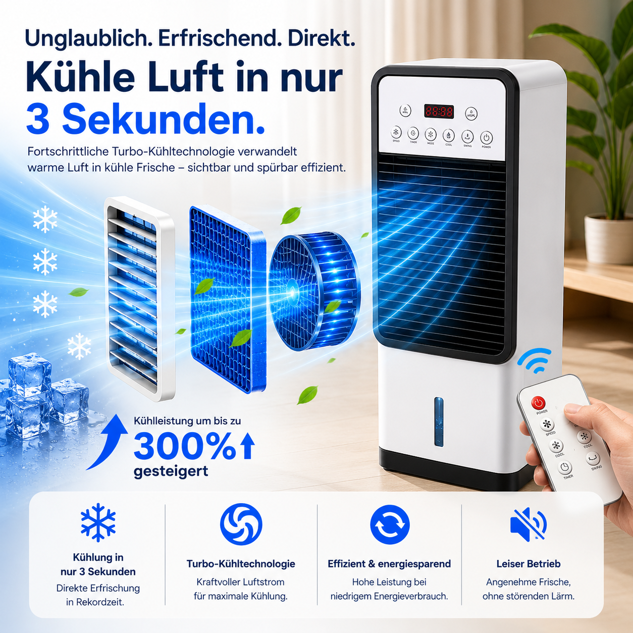 FreiKlima Max - Mobile Allround-Klimaanlage – Kühlt im Sommer, Heizt im Winter | Ohne Installation