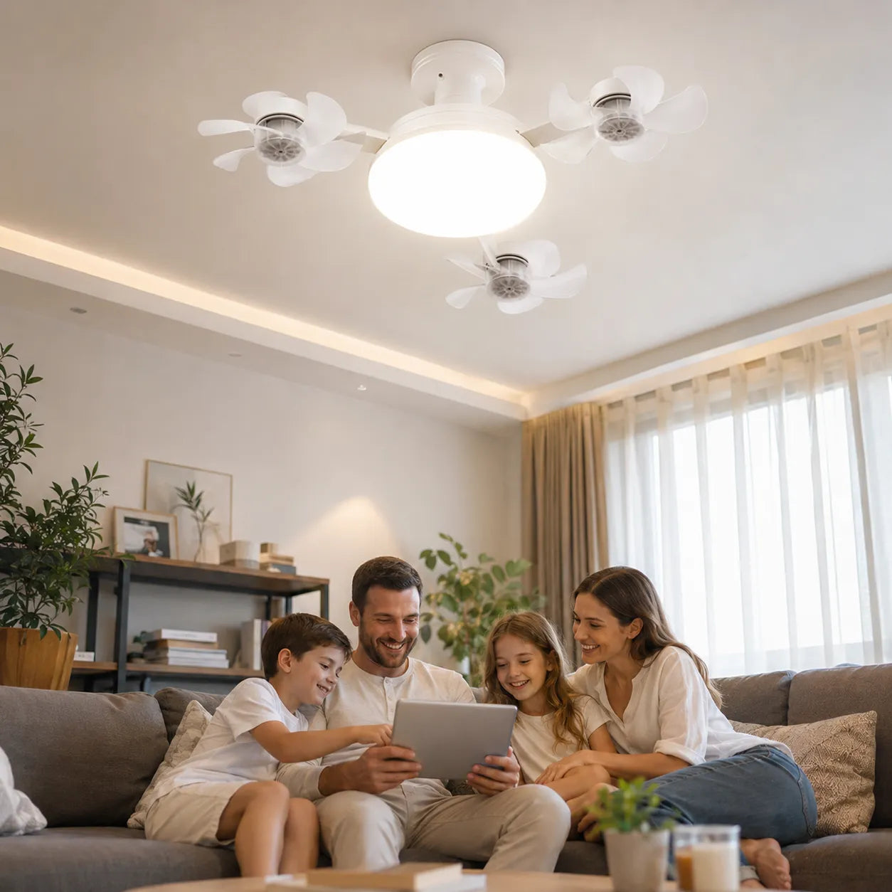 FreiKlima Pro Klimaventilator 2in1 – 4-Flügel einklappbarer Deckenventilator mit Kühlfunktion, Licht & Fernbedienung