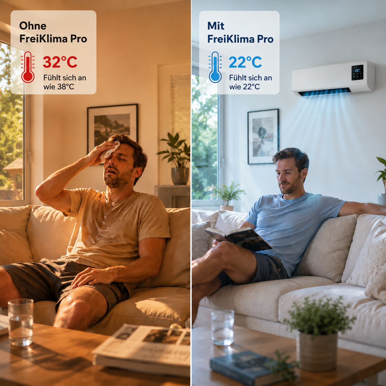 FreiKlima Pro – Tragbare Klimaanlage & Heizung ohne Installation | 2-in-1 | Bis 51 m²