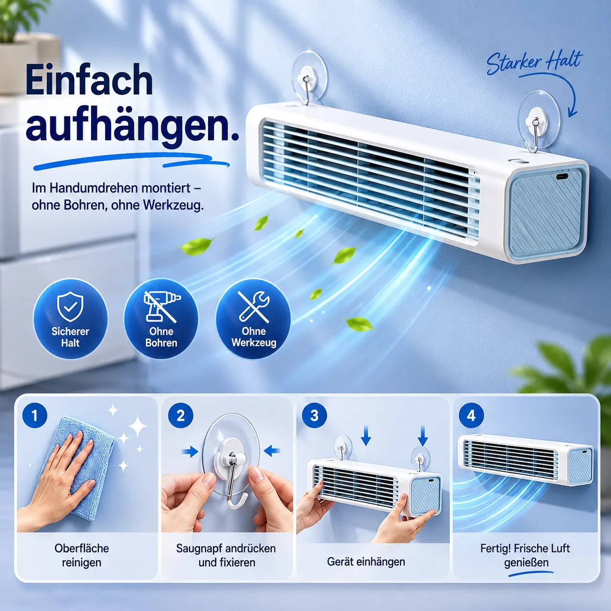 FrischLuft Pro – Tragbarer Klimakühler, keine Installation erforderlich