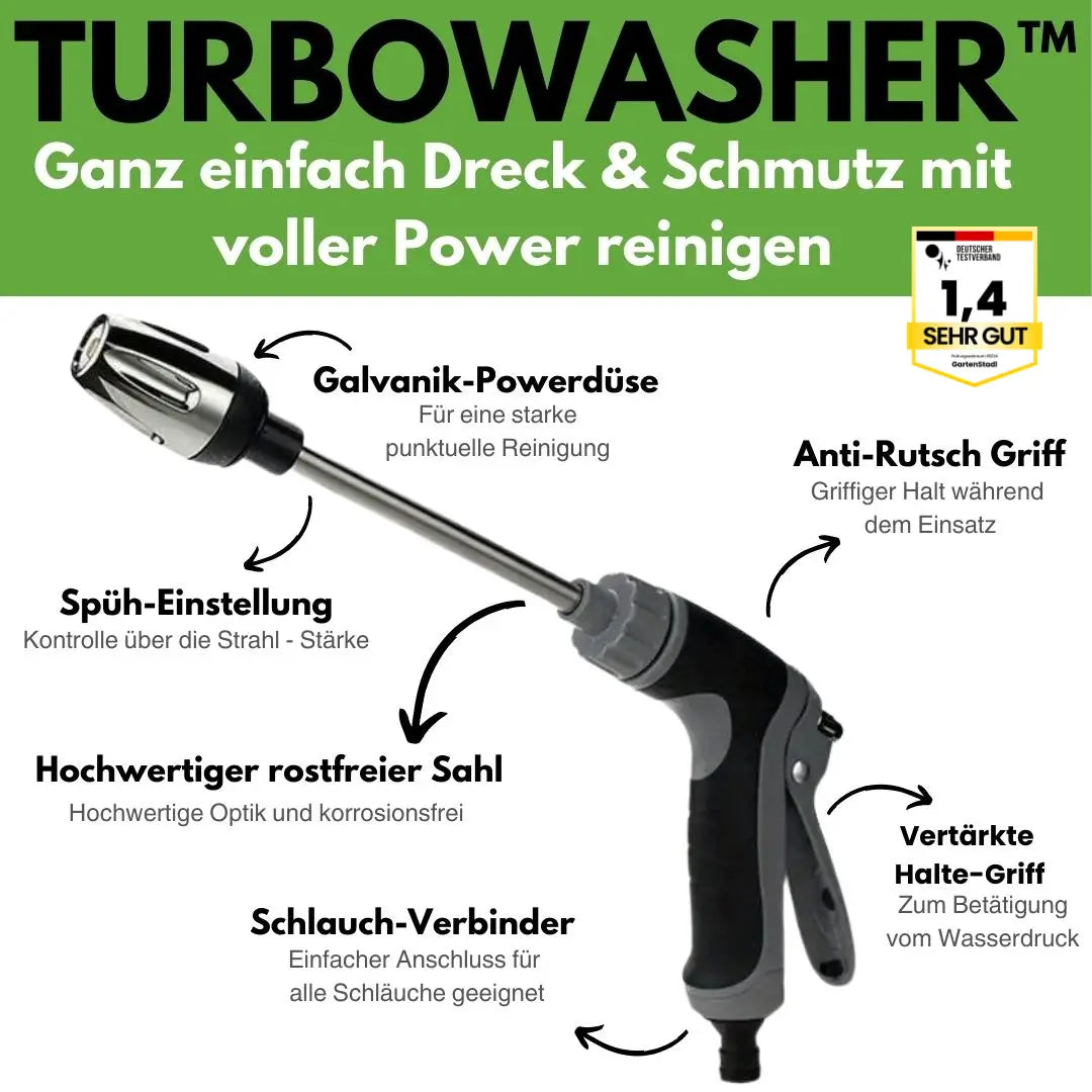 Turbowasher - Power-Hochdruckreiniger für jeden Gartenschlauch