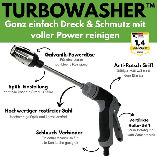Turbowasher - Leistungsstarker Power-Hochdruckreiniger für jeden Gartenschlauch