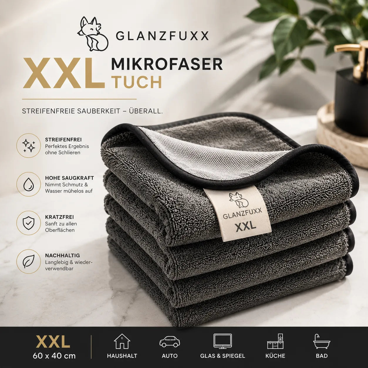 GlanzFuxx XXL – Das XXL Mikrofasertuch für perfekten Glanz