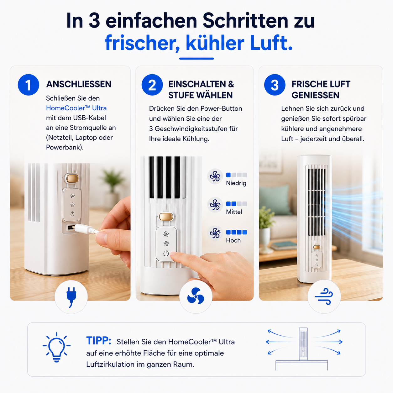 HomeCooler™ Ultra - Mobile Klimaanlage – Keine Installation nötig | Kühlt sofort mit einem Druck