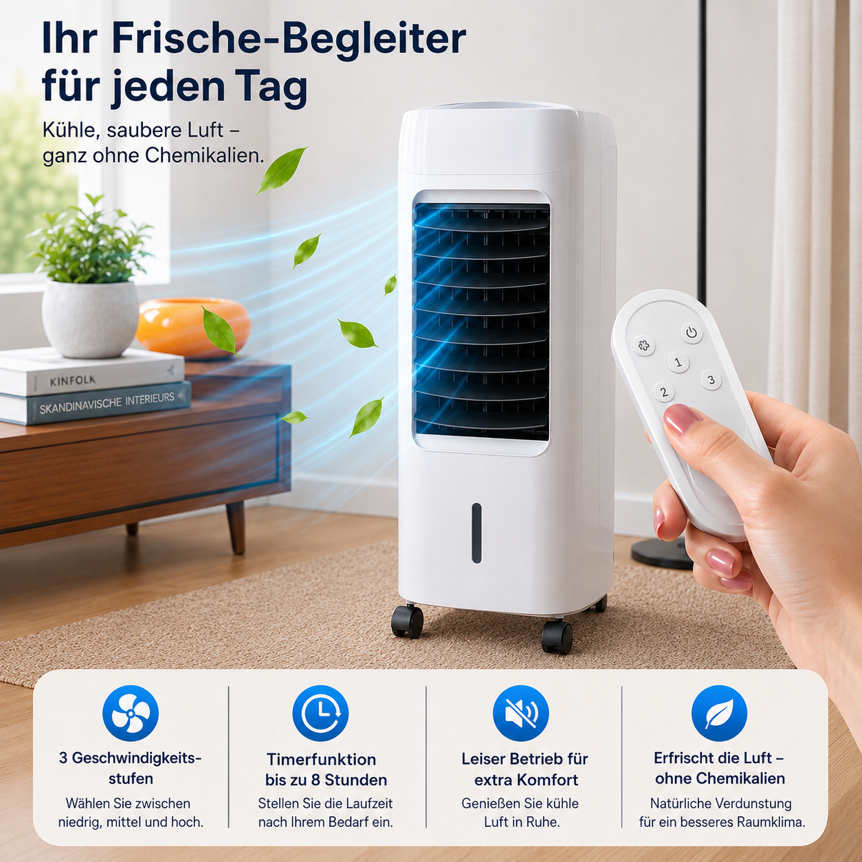 KlimaFresh – Mobiler Luftkühler – Keine Installation erforderlich | Kühlt bis zu 50 m²