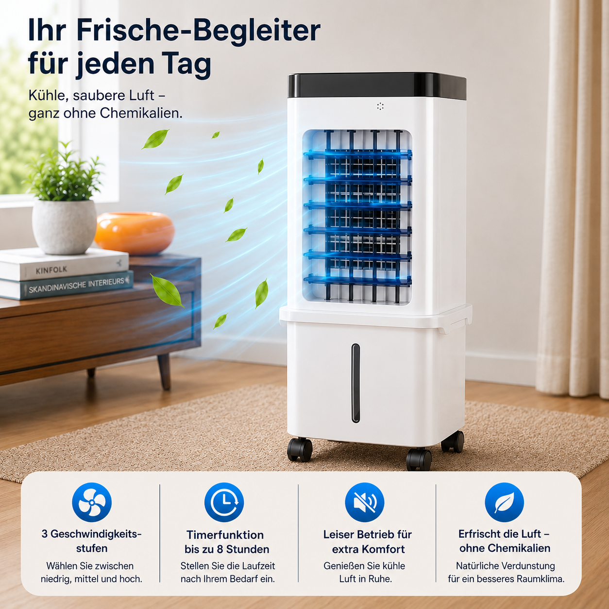 KlimaFlow Mobile - Mobiler Luftkühler – Keine Installation erforderlich | Kühlt bis zu 50 m²