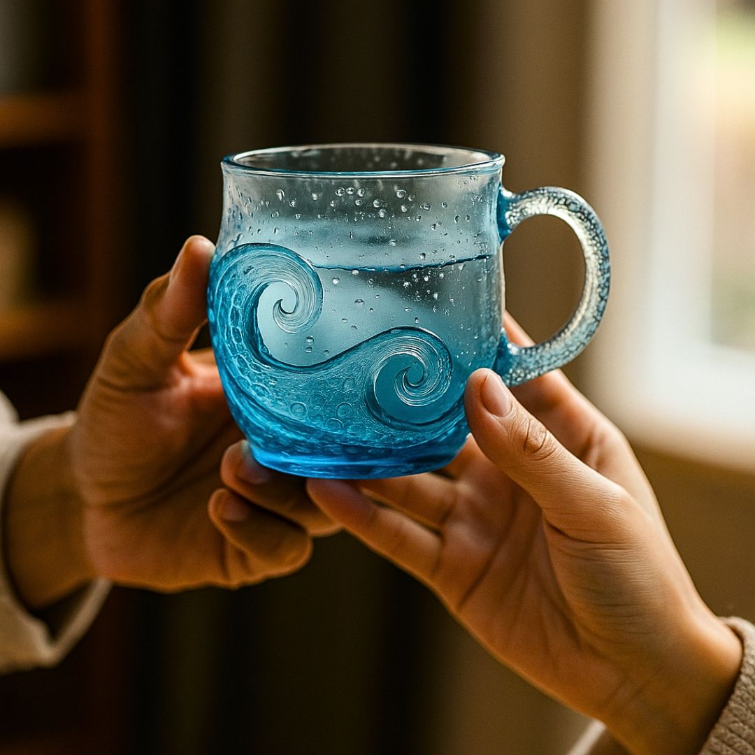 Meeresklang – Handgefertigtes Glas mit Wellenstruktur