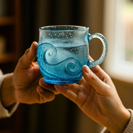 Meeresklang – Handgefertigtes Glas mit Wellenstruktur