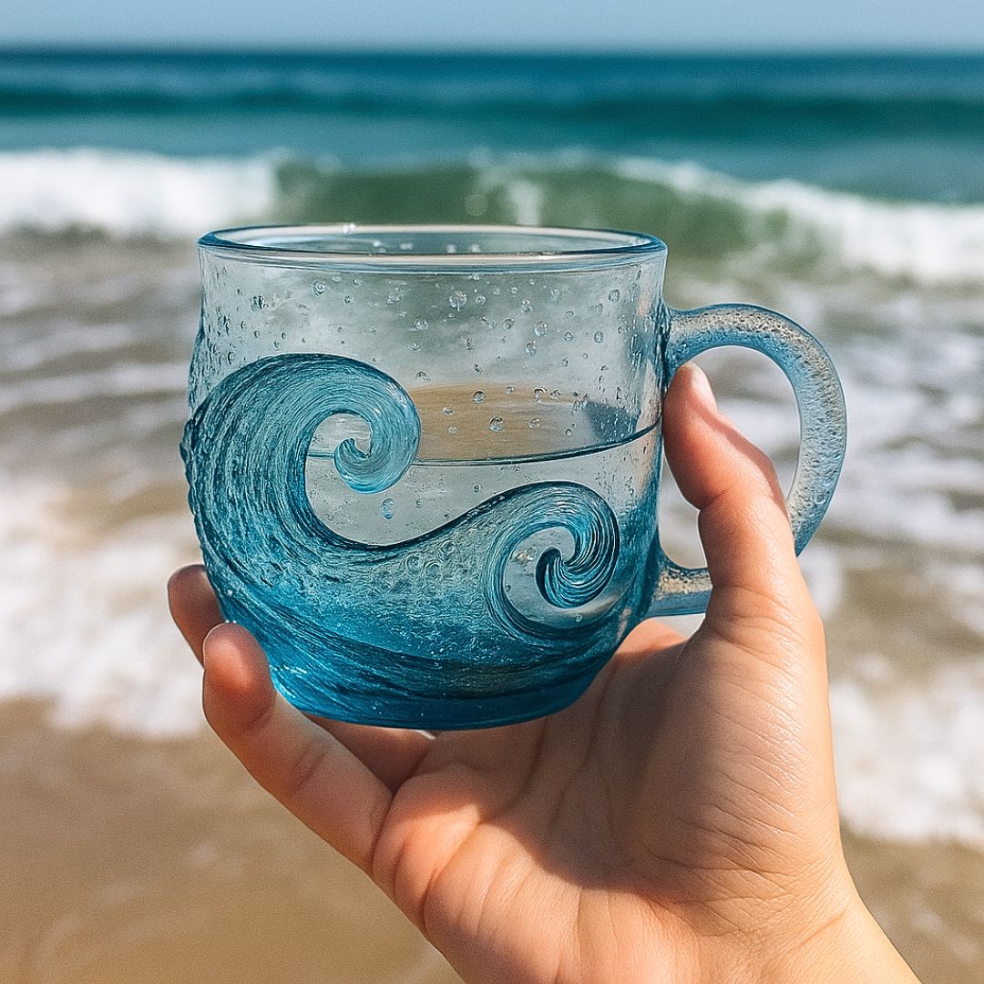 Meeresklang – Handgefertigtes Glas mit Wellenstruktur