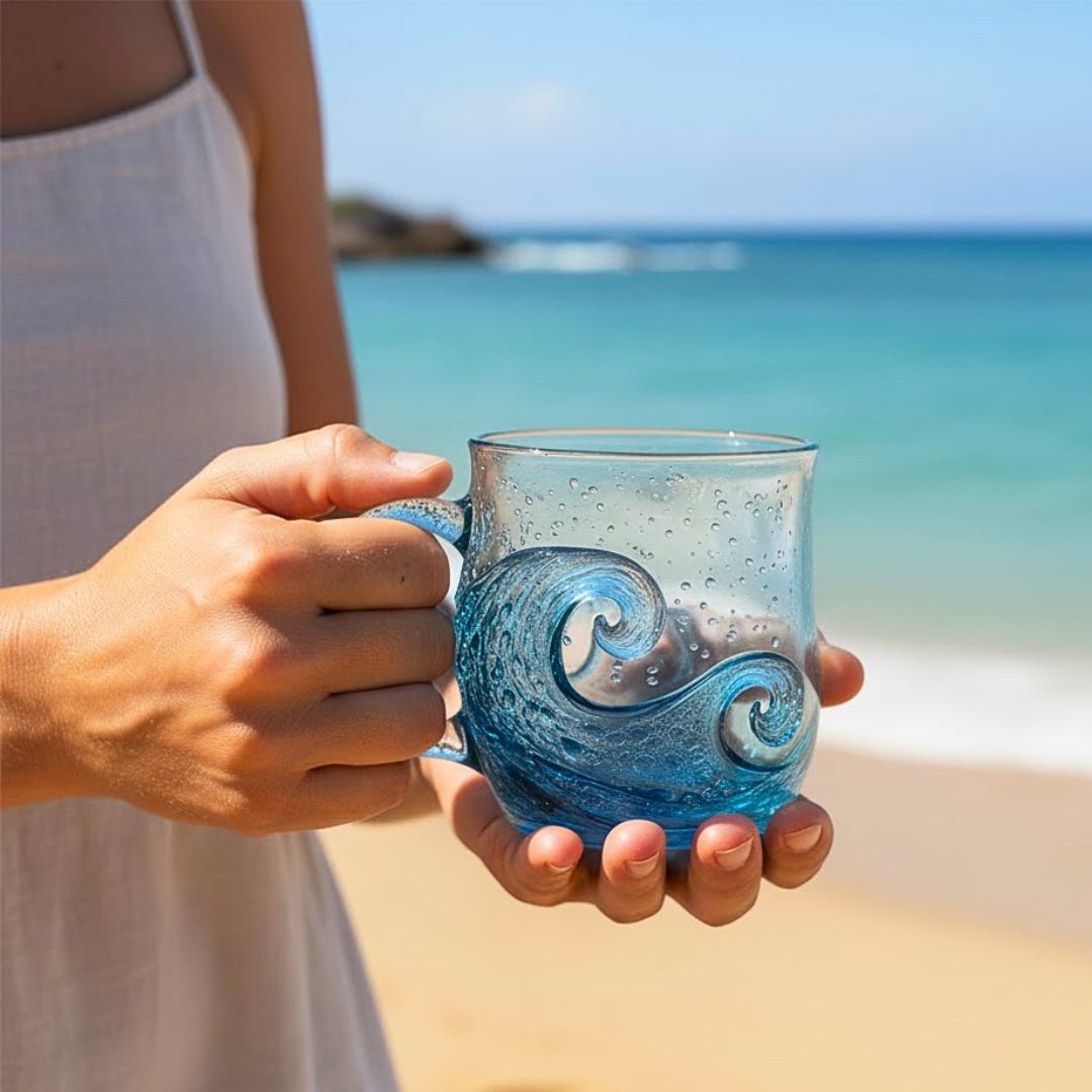 Meeresklang – Handgefertigtes Glas mit Wellenstruktur