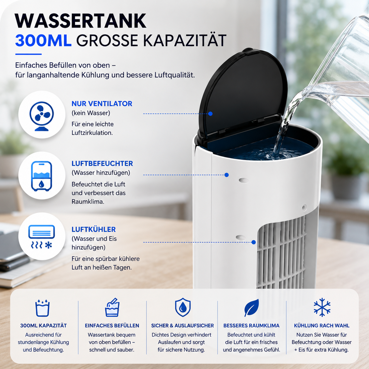 NanoChill Pro - Mobiler Klimakühler – Keine Installation erforderlich | Kühlt per Knopfdruck