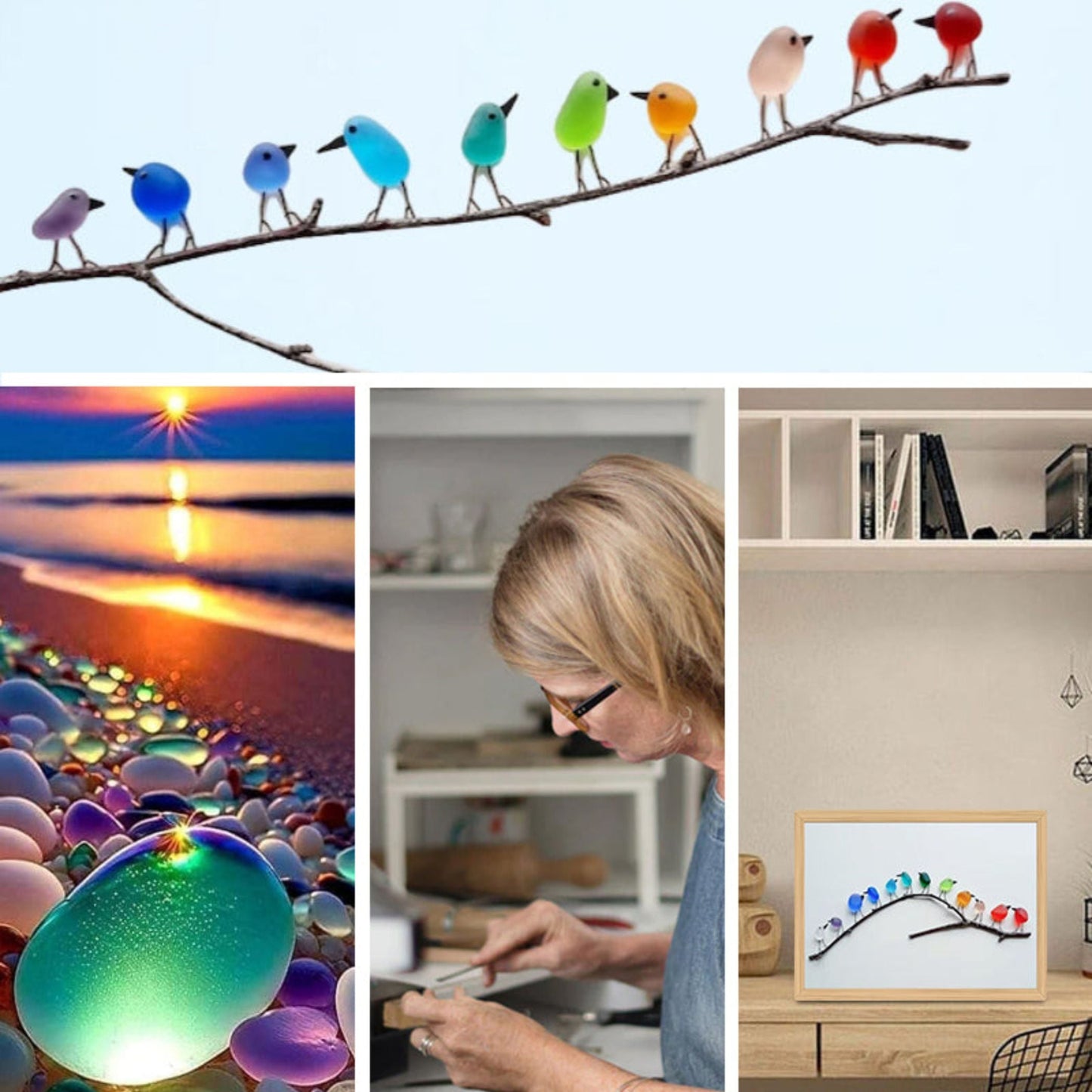 MeerglasLiebe™ - Handgemachtes Wandbild aus echtem Meerglas