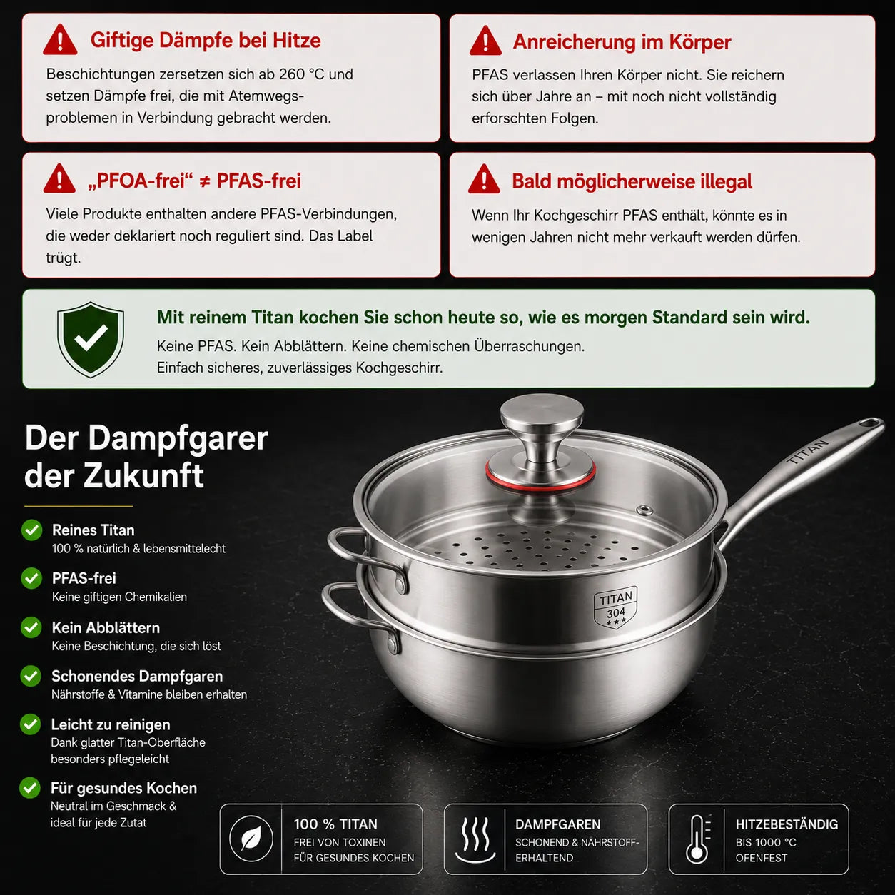 Titan Multi-Schmorpfanne mit Dämpfeinsatz (28 cm)